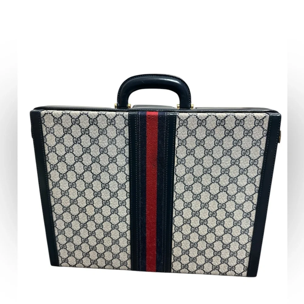 Vintage GUCCI authentic briefcase attache dark navy blue - Picture 5 of 14